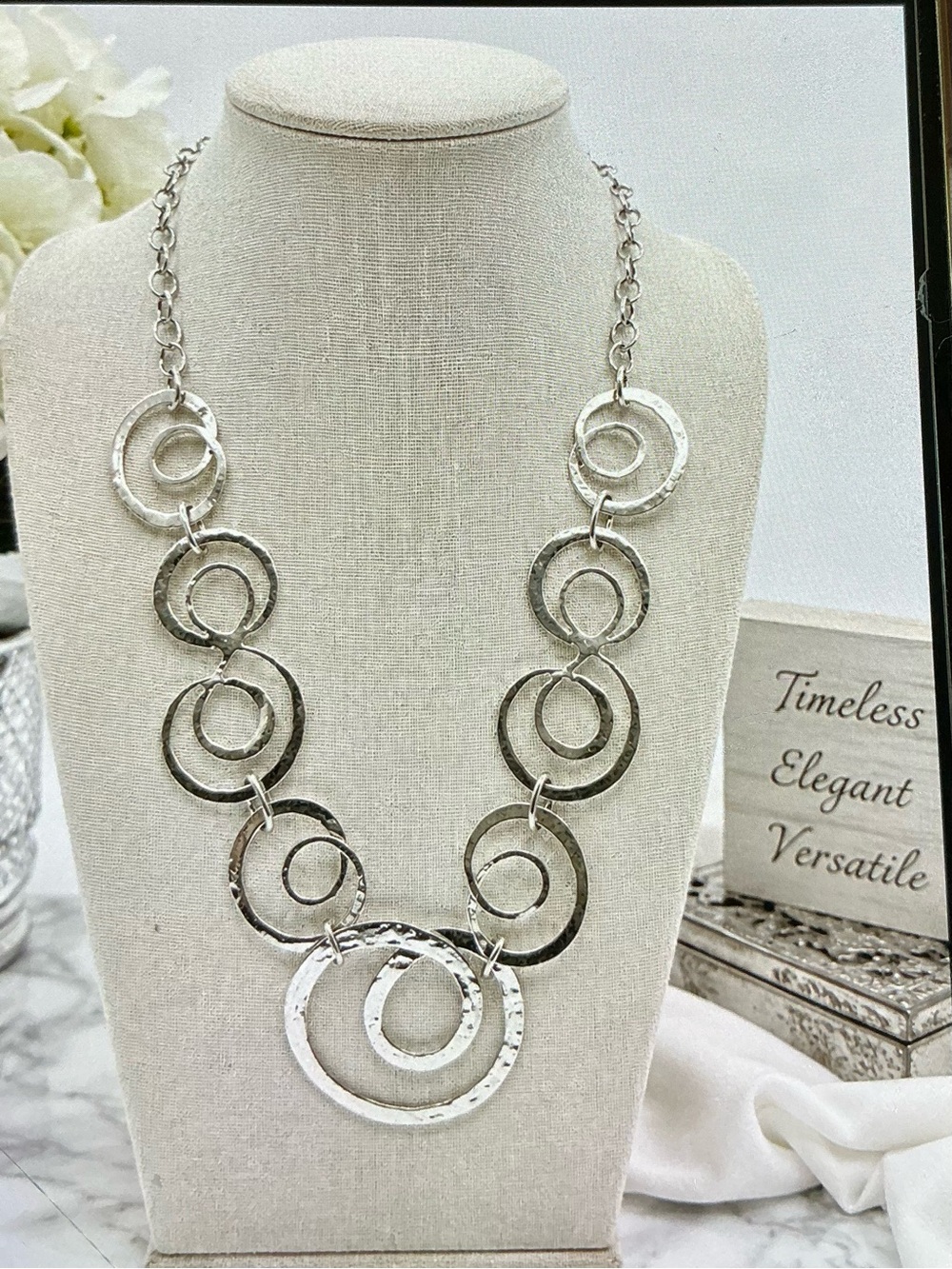 Silver Open Circle Statement Necklace - Women Jewelry